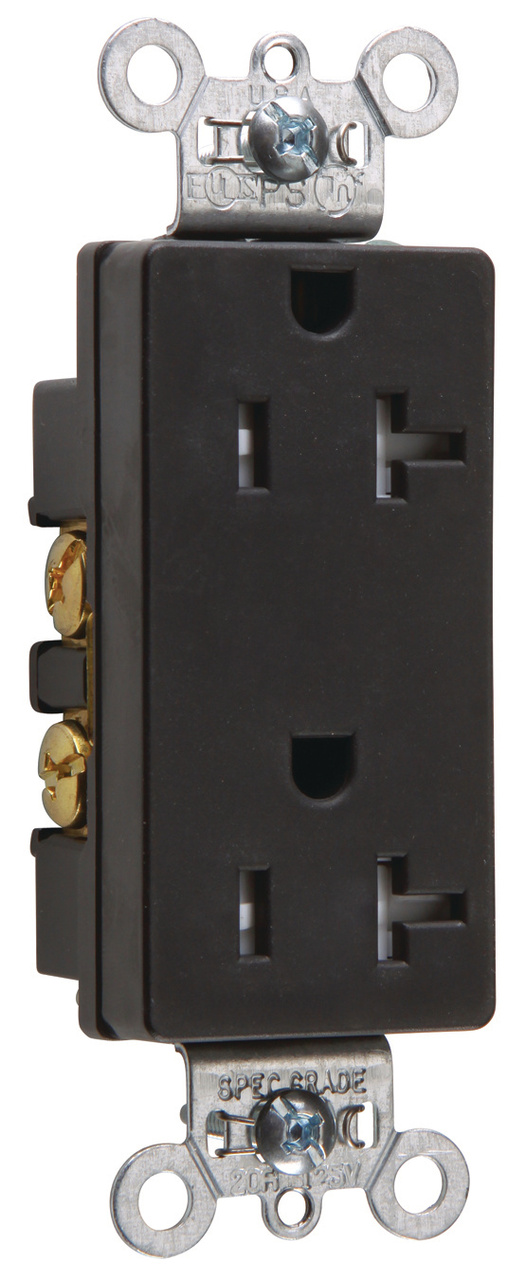 TR26342BK - TR DECO REC 20A 125V SIDE WIRE, BLACK. Sold in units of 1