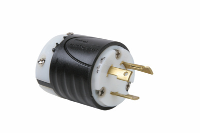 L530P - TURNLOK 30A 125V 2P 3 WIRE BLACK BACK WHITE FRONT BODY PLUG. Sold in units of 1