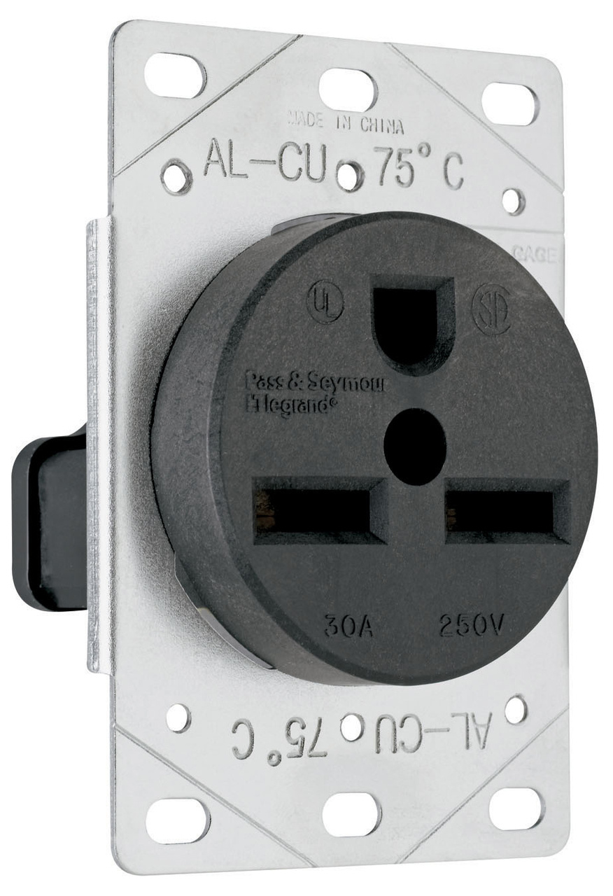 3801 - 30A 250V 2P 3WIRE GROUNDING FLUSH RECEPTACLE. Sold in units of 1
