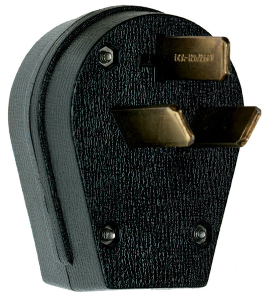 3861 - 30/50A 125/250V 3P 3WIRE NON-GROUNDING ANGLE PLUG BLACK. Sold in units of 1
