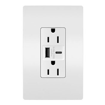 R26USBAC6W - RAD A/C FAST CHARGE USB + DUP 15A WH. Sold in units of 1