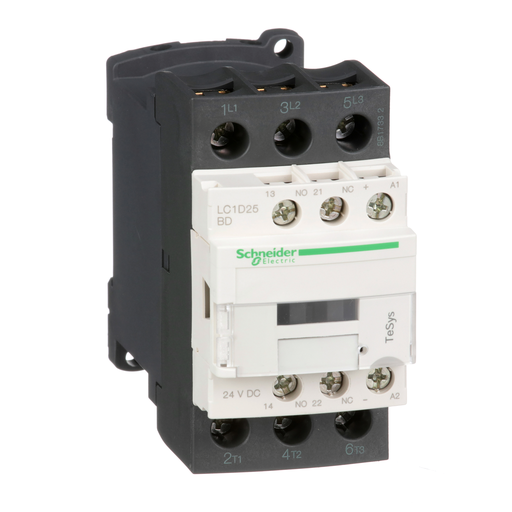 LC1D25BD - CONT 25A 1NO+1NC 24V  DC WIDE RANGE. Sold in units of 1