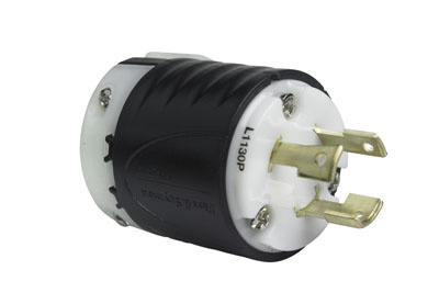 L1130P - TURNLOK 30A 3Ø 250V 3P 3-WIRE BLACK BACK WHITE FRONT PLUG. Sold in units of 1