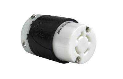 L1420C - TURNLOK 20A 125/250V 3P 4-WIRE BLACK BACK WHITE FRONT CON. Sold in units of 1