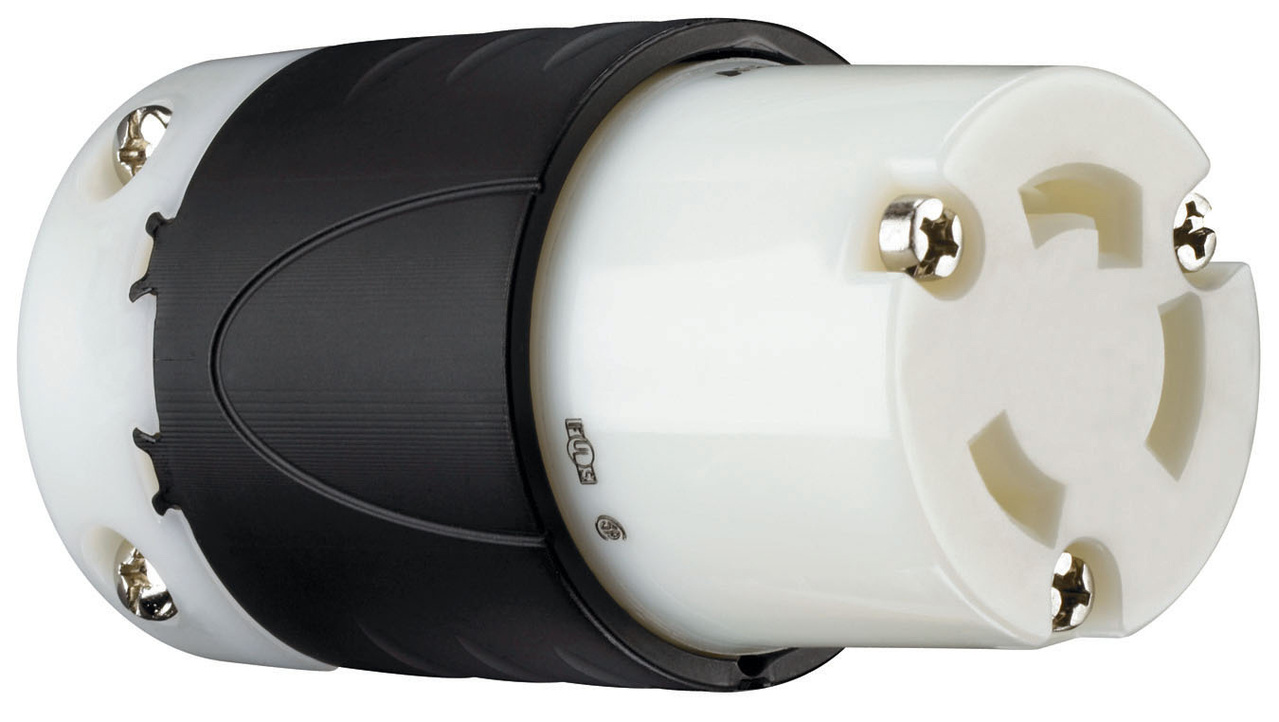 L630C - TURNLOK 30A 250V 2P 3-WIRE BLACK BACK WHITE FRONT BODY CON. Sold in units of 1