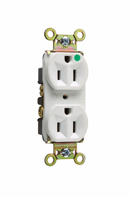 8200HW - 15A 125V SB HD HG COMPACT DESIGN B/S WIRE DUPLEX  RECEPT WHT. Sold in units of 1