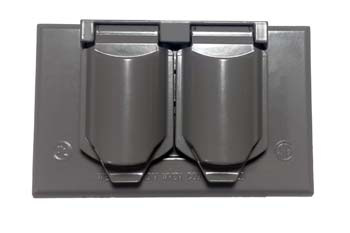 CA8GH - WP 1 GANG HORIZONTAL DUPLEX RECPT COVER 2 LIDS GREY. Sold in units of 1