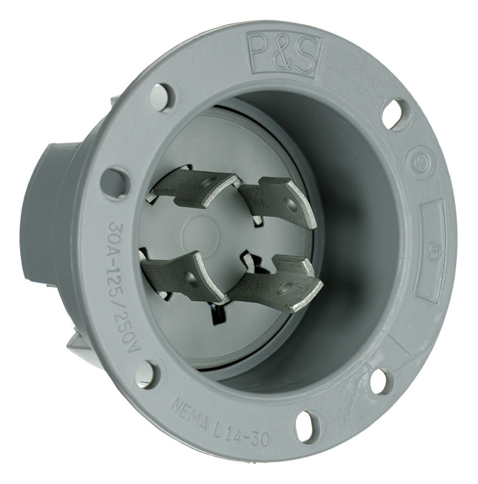 L1430FI - TURNLOK 30A 125/250V 3P 4-WIRE FLANGED INLET GREY. Sold in units of 1