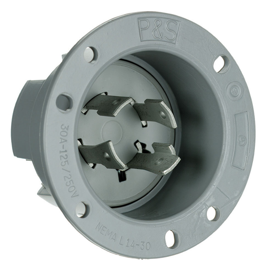L1430FI - TURNLOK 30A 125/250V 3P 4-WIRE FLANGED INLET GREY. Sold in units of 1
