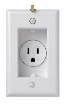 S3713W - 15A 125V CLOCK HANGER RECESSED RECPT SMOOTH WP WHITE. Sold in units of 1