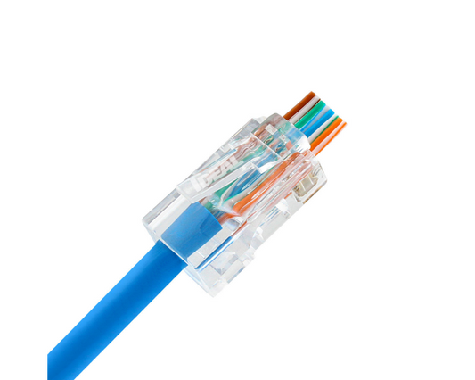 85-370 - CAT5E FEED-THRU RJ-45 MODULAR PLUGS 25/CARD. Sold in units of 1